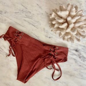 Blue life lace up bikini bottoms